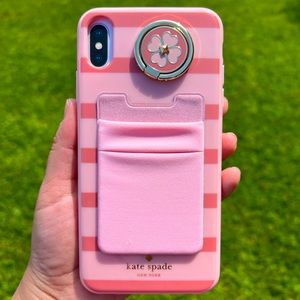 Kate Spade pink iPhone XS Max case with ring stand and card holder